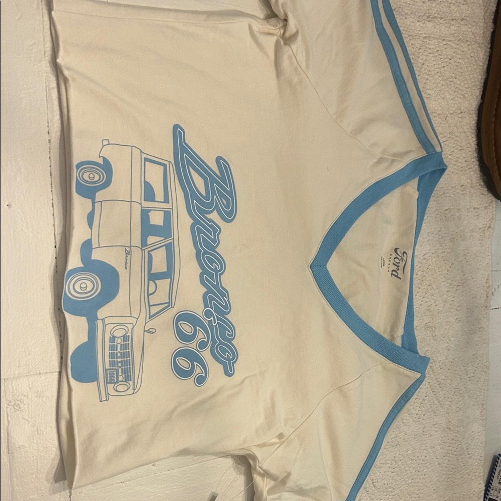 Ford Cream and Blue Bronco Crop Top